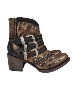 FREEBIRD SAVANNA LEATHER STUDDED COPPER METALLIC BOOT